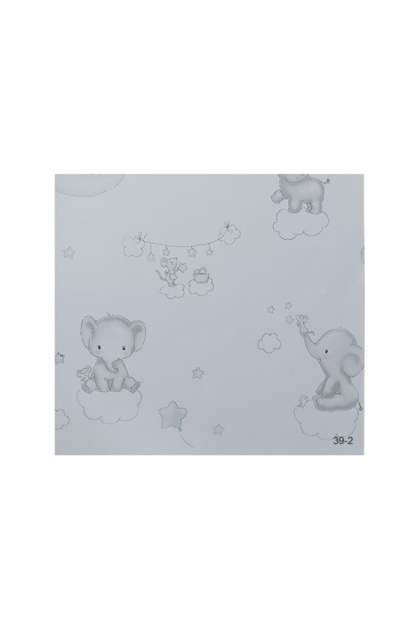 Halley Kids 39-2 Bulut Üzerinde Oynayan Fil Ve Fare Desenli Duvar Kağıdı - Görsel 1